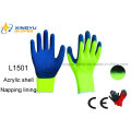 Acrylic Shell Napping Lining guantes de trabajo de seguridad revestidos de látex (L1501)